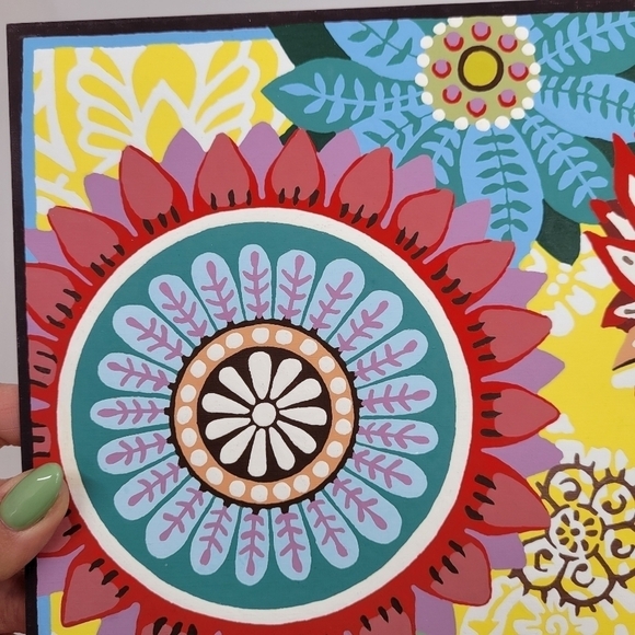 Floral Garden with Bird Paint by Number Painting Finished 11 by 11‎ Botanical - Picture 11 of 16